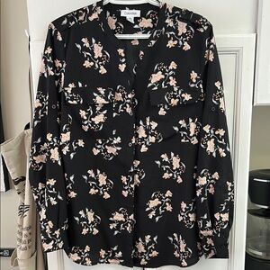 Calvin Klein Black Peach Long Sleeve Blouse